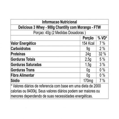 Imagem de Delicious 3 whey 900 g - ftw (chantilly com morango)