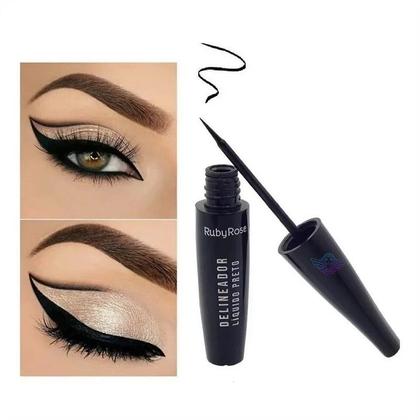 Imagem de Delineador Liquido Preto Para Olhos Secagem Rápida Longa Duração 5,8ml Ruby Rose HB8406