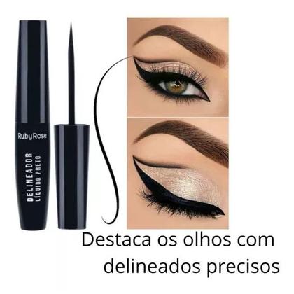 Imagem de Delineador Liquido Preto Para Olhos Secagem Rápida Longa Duração 5,8ml Ruby Rose HB8406