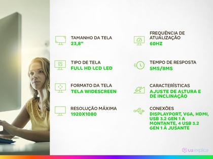 Imagem de Dell EMC MONITOR DELL P2422H 23.8 FHD C/ AJUSTE - CABO DP/HDMI/USB