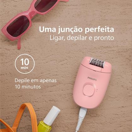 Imagem de Depilador Elétrico Philips Satinelle BRE229 00 Rosa Bivolt Com Acessório 2 Velocidades Remove Pelos da Raiz