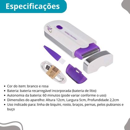 Imagem de Depilador Mini Corporal Recarregável LED