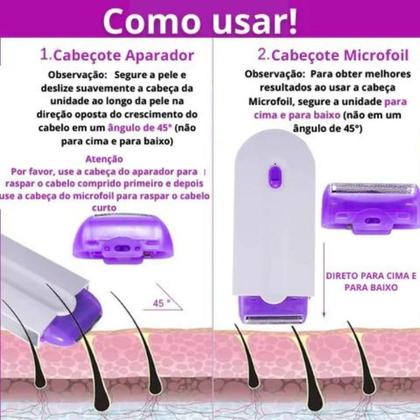 Imagem de Depilador Removedor De Pelos os Gêneros Facial e Corporal Sem fio Recarregável