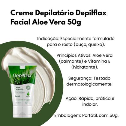 Imagem de Depilflax Creme Depilatório Facial Aloe Vera 50g