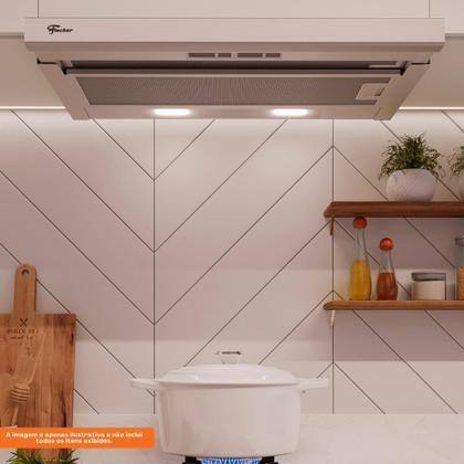 Imagem de Depurador de Ar de Embutir Fischer Slim 60cm de Embutir Inox/Branco 220V