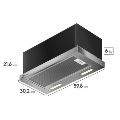 Imagem de Depurador de Ar Electrolux 60cm Retrátil Inox Efficient com Luz de Led (DE6RS)