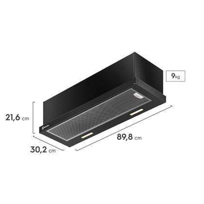 Imagem de Depurador de Ar Electrolux 90cm Retrátil Preto Efficient com Luz de Led (DE9RB)