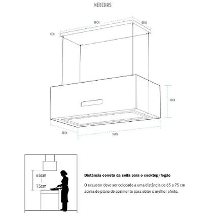 Imagem de Depurador de ilha cuisinart arkton 90cm advanced pendular em aço inox preto 220v 4092540015