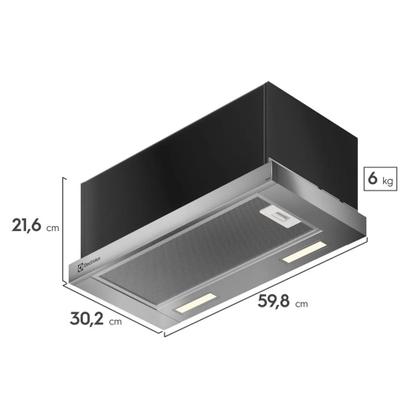 Imagem de Depurador electrolux de ar 60cm retrátil em aço inox 127v de6rs