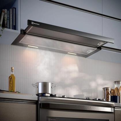 Imagem de Depurador electrolux de ar 90cm retratil em aço inox preto 127v de9rb