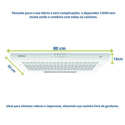 Imagem de Depurador Exaustor Cozinha 80 Cm Parede 127v Aço Colormaq 