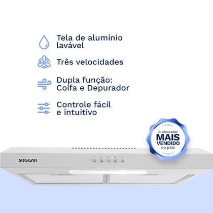 Imagem de Depurador Exaustor Slim 60Cm Branco DPS162BR Suggar 220V