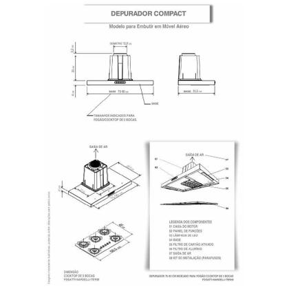 Imagem de Depurador Terim Compact New Embutir Branco 90 cm Branco 220V