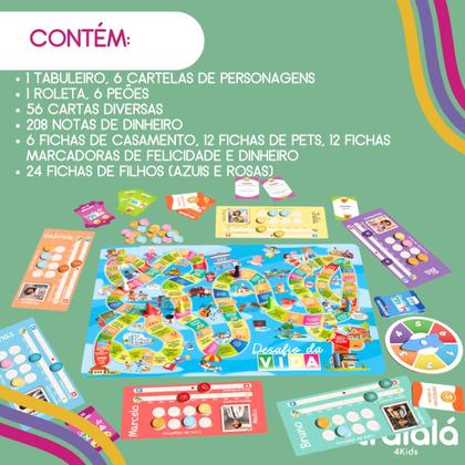 Imagem de Desafio Da Vida Jogo Educativo De Madeira 2 a 6 Jogadores