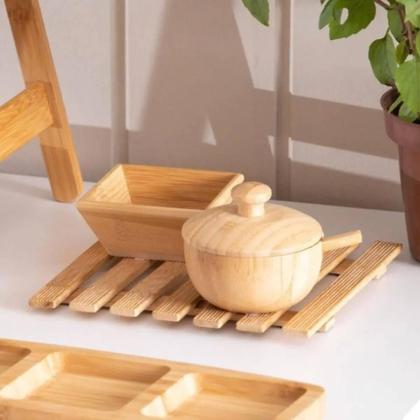 Imagem de Descanso de Bambu Apoio Para Panela Quente 17cm Lyor Quadrad