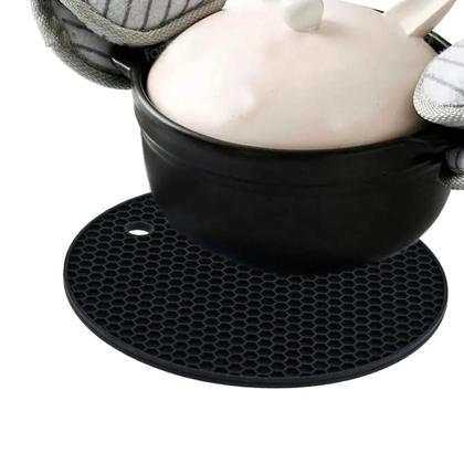 Imagem de Descanso de Panela Redonda em Silicone Preto 18cm WECK