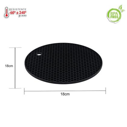 Imagem de Descanso de Panela Redonda em Silicone Preto 18cm WECK