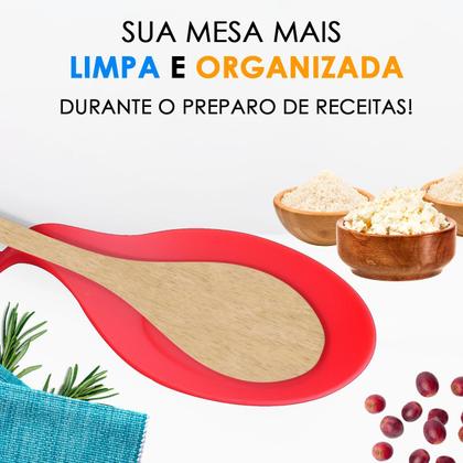 Imagem de Descanso De Talheres Em Silicone Vermelho Com Apoio Alça