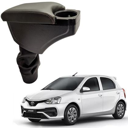 Imagem de Descanso Encosto Apoio Braço com Porta Copos Cor Grafite Toyota Etios 2013 a 2019