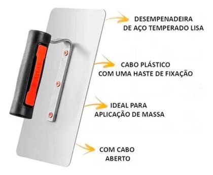 Imagem de Desempenadeira Aço 12x25cm Atlas AT153 Canto Redondo Pro