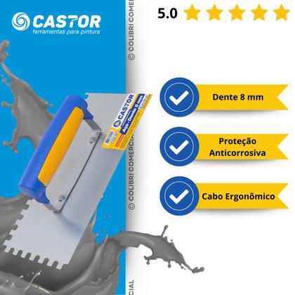 Imagem de Desempenadeira aço 12x27cm Dentada 8mm Cabo fechado - Castor