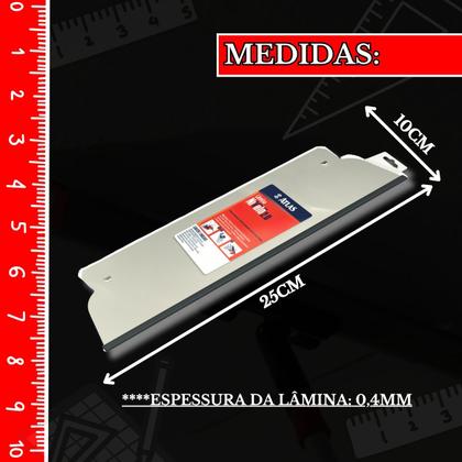 Imagem de Desempenadeira Aço Inox 25cm + Refil Lâmina Ferro Atlas Massa Corrida Cimento Queimado Tipo Berox