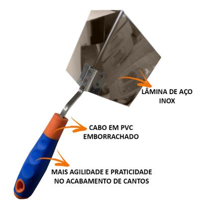 Imagem de Desempenadeira Aço Inox Canto Externo Drywall Massa Corrida