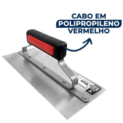 Imagem de Desempenadeira Lisa Galo 305/00 29x12cm Aço Temperado C/Cabo Fechado para Acabamentos de Massa Corrida Gesso e Texturas Profissional