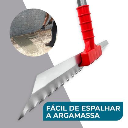 Imagem de  Desempenadeira Rodo Lisa / Dentada Timóteo 48cm Suporte Fixo com Rosca Universal Precisão e Acabamento Perfeito Profissional