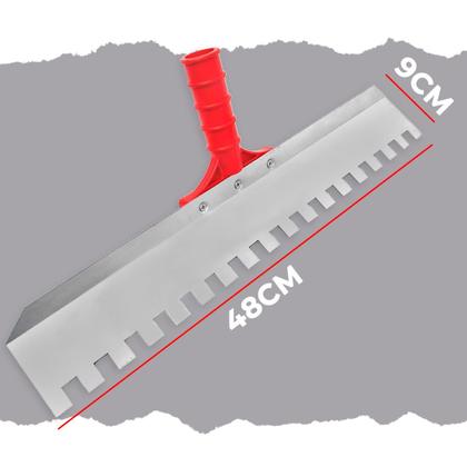Imagem de  Desempenadeira Rodo Lisa / Dentada Timóteo 48cm Suporte Fixo com Rosca Universal Precisão e Acabamento Perfeito Profissional
