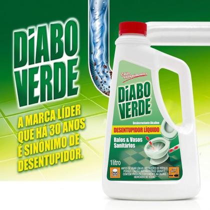 Imagem de Desentupidor Diabo Verde Líquido para Vasos Sanitários e Ralos 1L