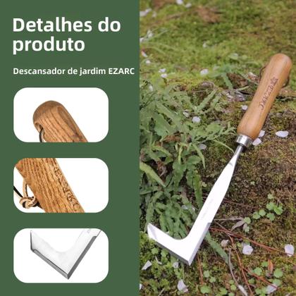 Imagem de Desherbador Manual De Aço Inoxidável Com Cabo De Faia Para Jardinagem Em Jardins E Gramados