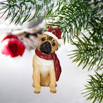 Imagem de Design de enfeites de Natal para cães Toscano Pug em cores