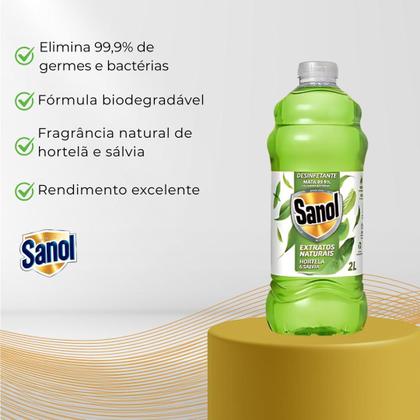 Imagem de Desinfetante extratos naturais hortela e salvia 2l sanol