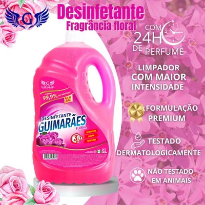 Imagem de Desinfetante Floral Profissional Premium 3 em 1 Mata 99% Das Bactérias 5L - Guimarães