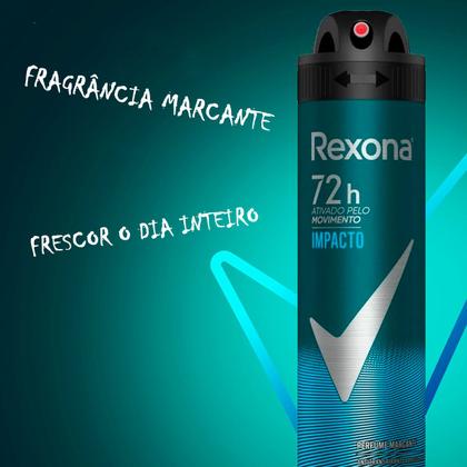 Imagem de Desodorante Aerosol Spray Masculino Impacto Rexona Frescor Duradouro Proteção Contra Odores 72h 150ml