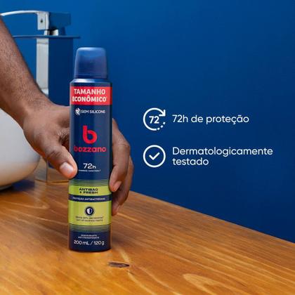 Imagem de Desodorante Antitranspirante Aerosol Antibac+Fresh Masculino 48h Menta BOZZANO 200ml
