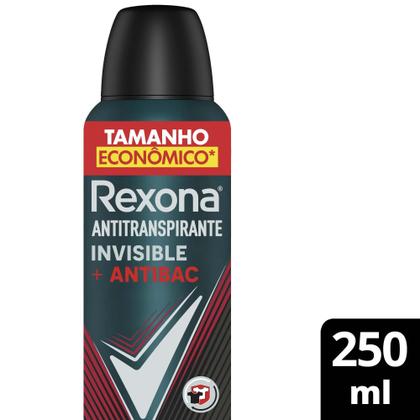 Imagem de Desodorante Antitranspirante Aerosol Masculino Antibacterial Invisible 72h Rexona 250ml