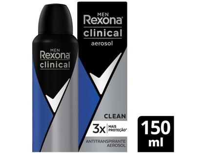 Imagem de Desodorante Antitranspirante Aerosol Rexona Men Clinical Clean 150ml