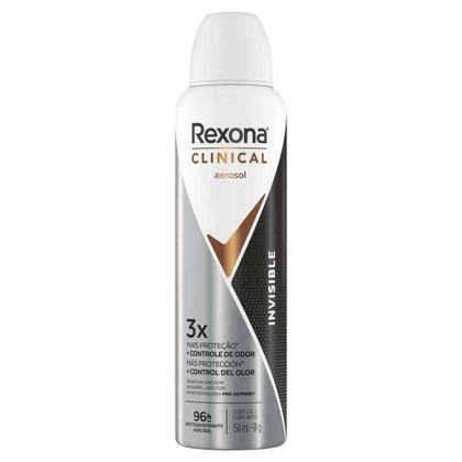 Imagem de Desodorante Antitranspirante Aerossol Rexona Clinical Invisible Feminino 96h 150ml