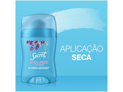Desodorante Antitranspirante em Barra Secret pH Balanceado Lavanda Feminino 45g Imagem de Desodorante Antitranspirante em Barra Secret pH Balanceado Lavanda Feminino 45g
