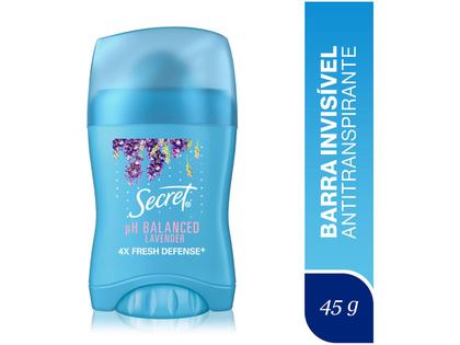 Desodorante Antitranspirante em Barra Secret pH Balanceado Lavanda Feminino 45g Imagem de Desodorante Antitranspirante em Barra Secret pH Balanceado Lavanda Feminino 45g