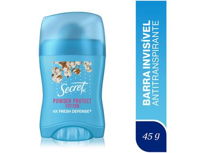 Imagem de Desodorante Antitranspirante em Barra Secret Power Protect Algodão Feminino 45g