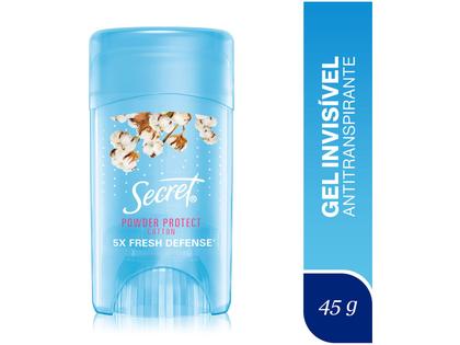 Desodorante Antitranspirante em Gel Secret Invisible Powder Protect Cotton Feminino 45g Imagem de Desodorante Antitranspirante em Gel Secret Invisible Powder Protect Cotton Feminino 45g