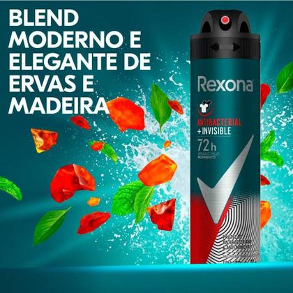 Imagem de Desodorante Rexona Aerossol Men Antibacterial Invisible 150ml 