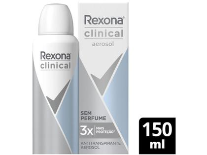 Imagem de Desodorante Rexona Clinical Aerossol Antitranspirante Feminino sem Perfume 150ml