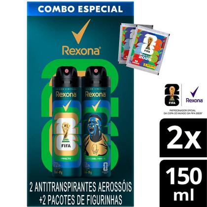 Imagem de Desodorante Rexona Men Xtracool e Impacto 150ml cada Copa do Mundo Fifa 2026 Edição Limitada e 2 Pacotes de Figurinhas