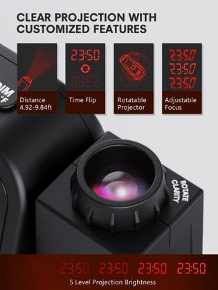 Imagem de Despertador de projeção Mesqool com temperatura e umidade