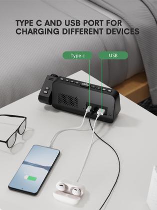 Imagem de Despertador de projeção Mesqool com temperatura e umidade