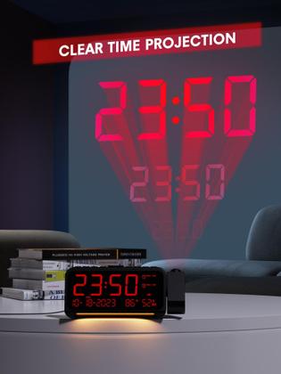 Imagem de Despertador de projeção Mesqool com temperatura e umidade